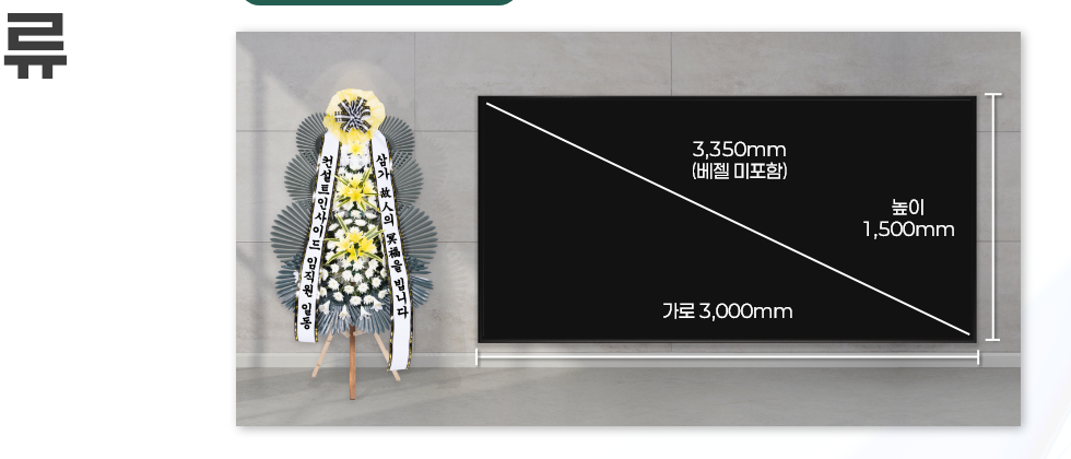 LED 스마트화환 사양 - 가로 3,000mm × 높이 1,500mm
